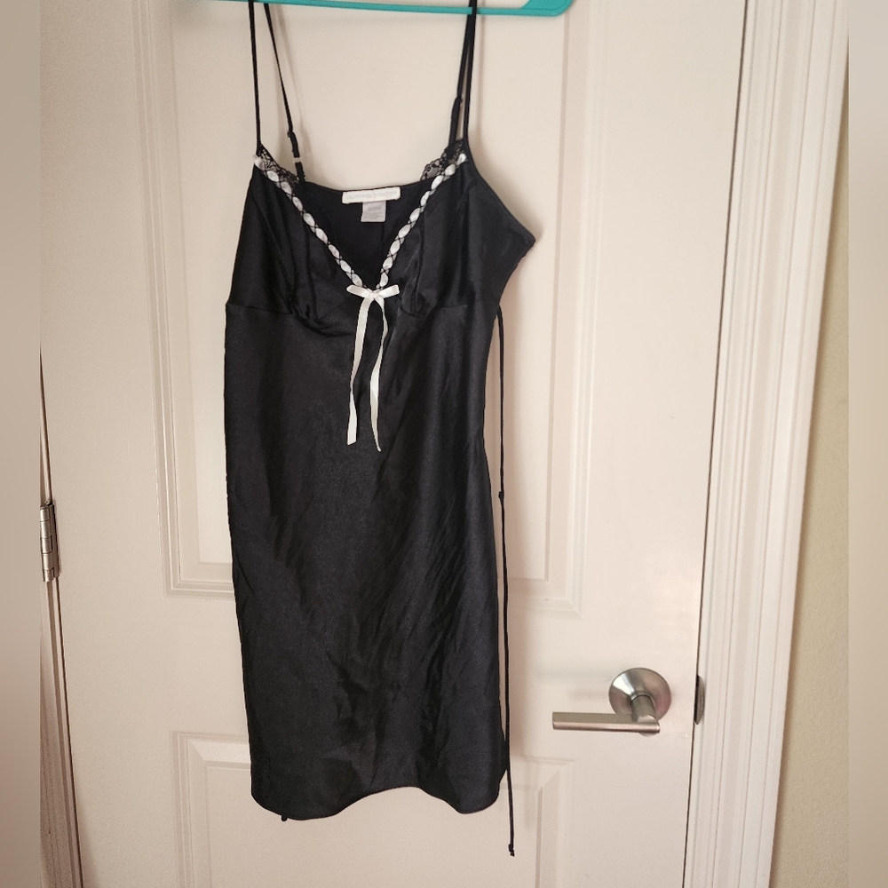 Elegant Black and White Lace Slip Dress